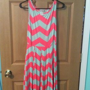 Green and hot pink chevron dress